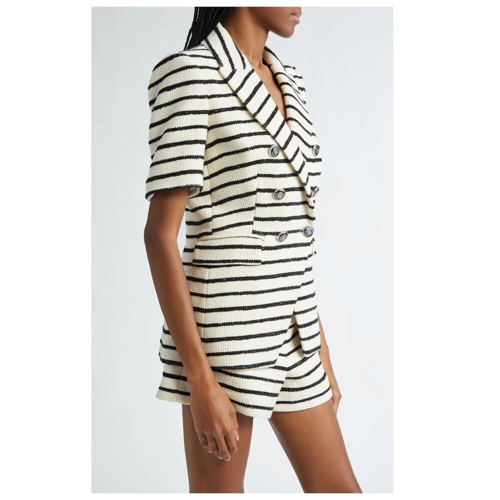 NWT Veronica Beard Jenny Stripe Short Sleeve Cotton Blend Dickey Jacket Size 6 - Picture 3 of 16